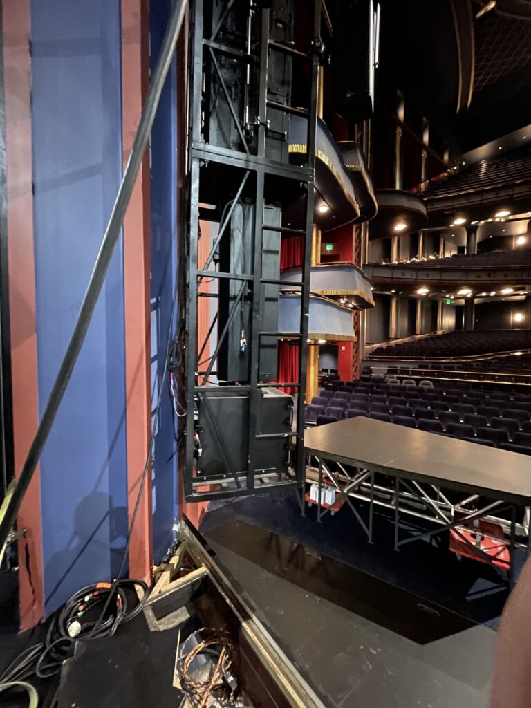 In Houston, towers have to be floated when the orchestra pit goes down so a temporary platform can be placed and bolted underneath. It's helpful to know going in that your stuff that lives on the ground will have to spend some time floating.